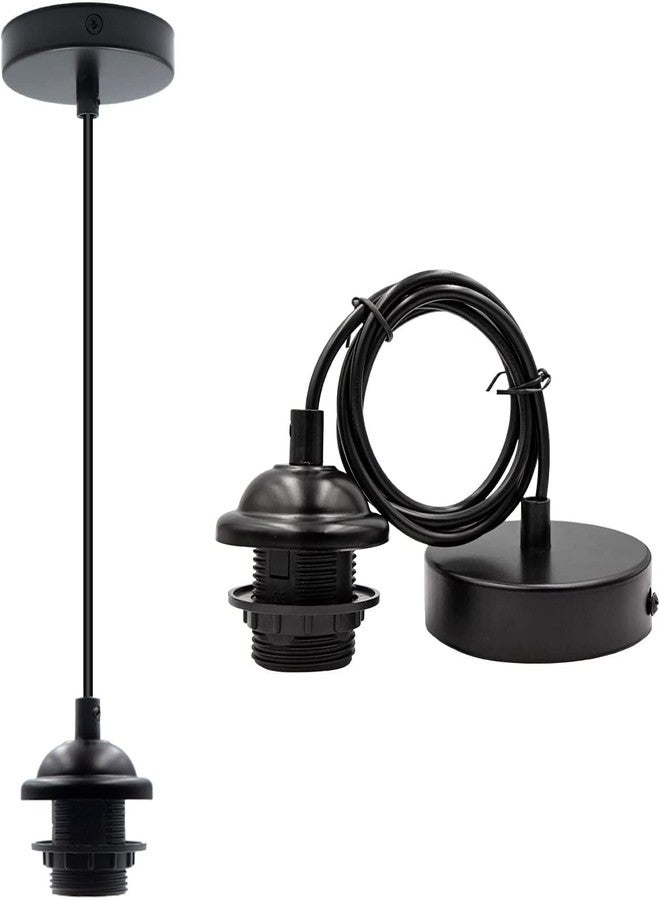 VILOMP Black Metal Pendant Light Ceiling Hanging Light Fixtures Vintage Socket Pendant Lamp Holder, Cord Hanging Lamp Kit E26/E27 (Bulb not Included, Pack of 1) - Image 1